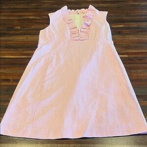 Lilly Pulitzer Pink Striped Ruffle V-Neck Dress